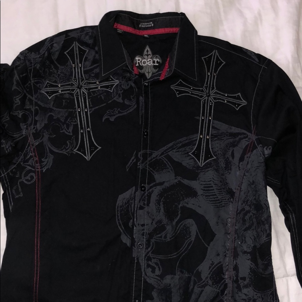 Roar button down dress shirt “Positivity”!